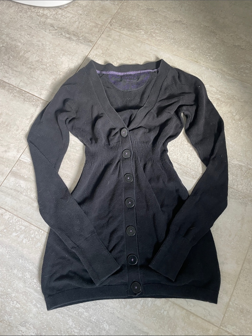 Babydoll Black Button-Front Women's Sweater Cardigan
